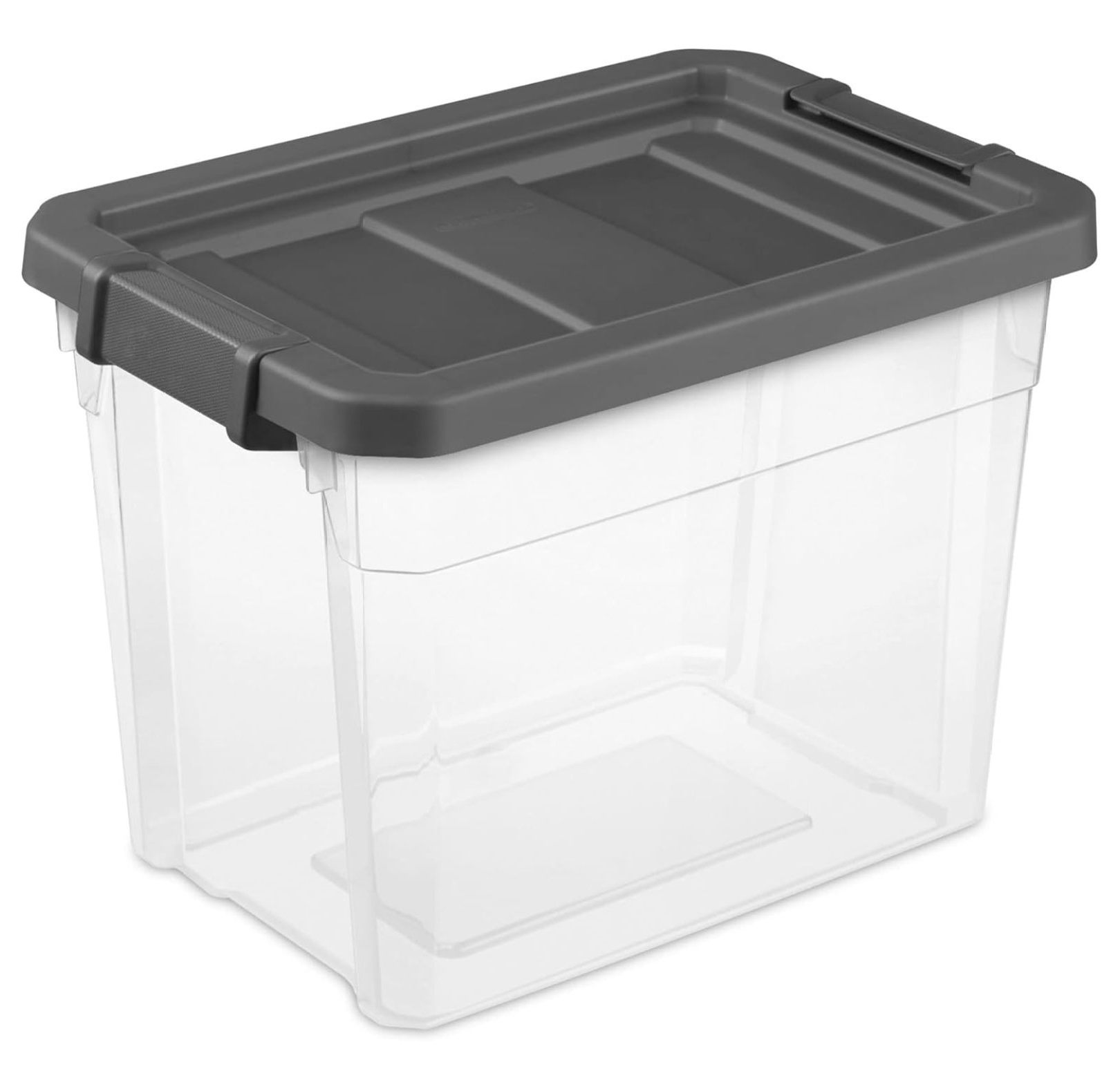 30 Quart Plastic Stacker Box, Lidded Storage Bin Container for Home and ...