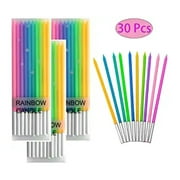 30 Rainbow Colored Cake Decoration Candles Birthday Party Candles Cute Creative Pencil Candles (10 Plastic Boxes)