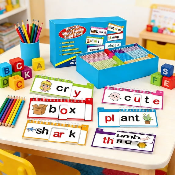 30 Read and Rhyme Flip Books, Letter Sounds Flash Cards, Kindergarten Sight Word Flash Cards, Learn to Read Phonics Educational Games