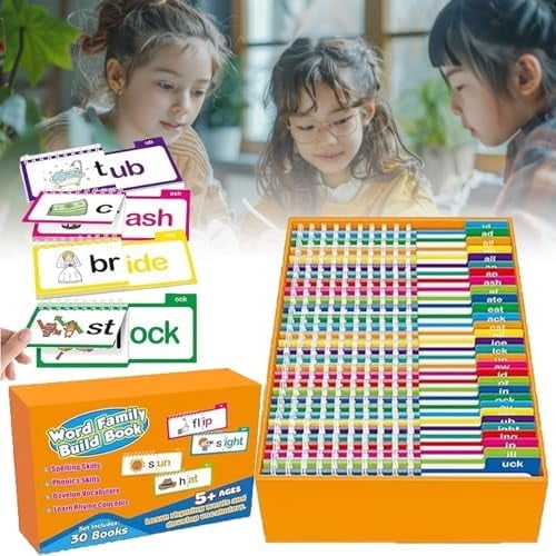 CLIQKWEN 30 Read and Rhyme Flip Books, Word Family Build Book, Word Family Flip Books, Read and Rhyme Flip Activity Educational Reading Games (1pcs)