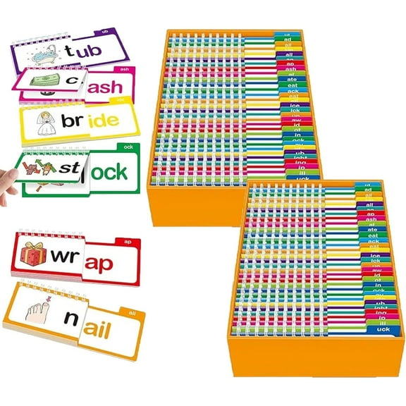 CLIQKWEN 30 Read and Rhyme Flip Books, Word Family Build Book, Word Family Flip Books, Read and Rhyme Flip Activity Educational Reading Games (2pcs)