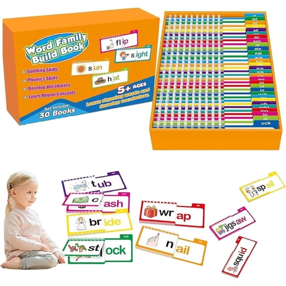 30 Read and Rhyme Flip Books,Word Family Flip Books,Word Family Build Book,ABC Vocabulary Flash Cards,Reading Games,Read and Rhyme Flip Activity Book