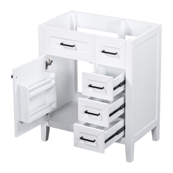 30" Rectangular Bathroom Vanity Base | Waterproof Surface, Assembly Hardware | Keep Bathroom Tidy