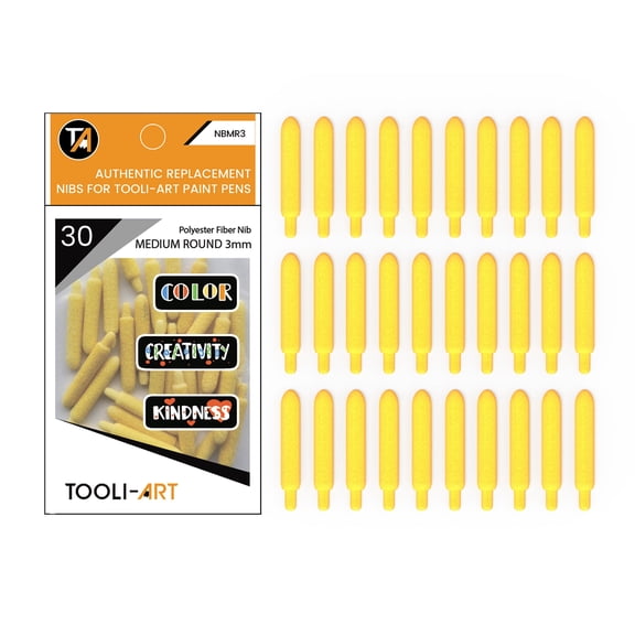 30 Replacement Nibs for TOOLI-ART Medium Tip Paint Pens Acrylic Markers. Polyester Fiber. 3MM. Easy To Replace