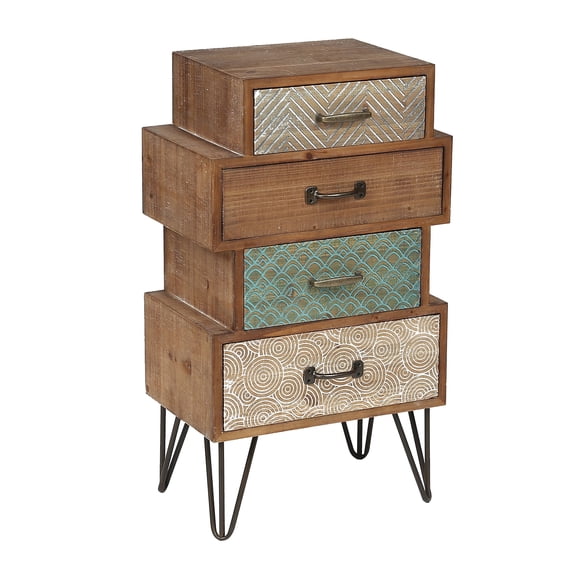 Langford Home 30" Retro 4-Drawer Wood End Table