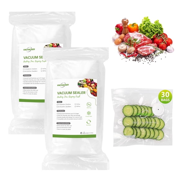 30 Reusable Vacuum Sealer Bag, Airtight Leakproof Freezer Bags for Meal Prep, Sous Vide & Kitchen Storage, BPA-Free, Durable & Easy Seal(8 x 8 in)
