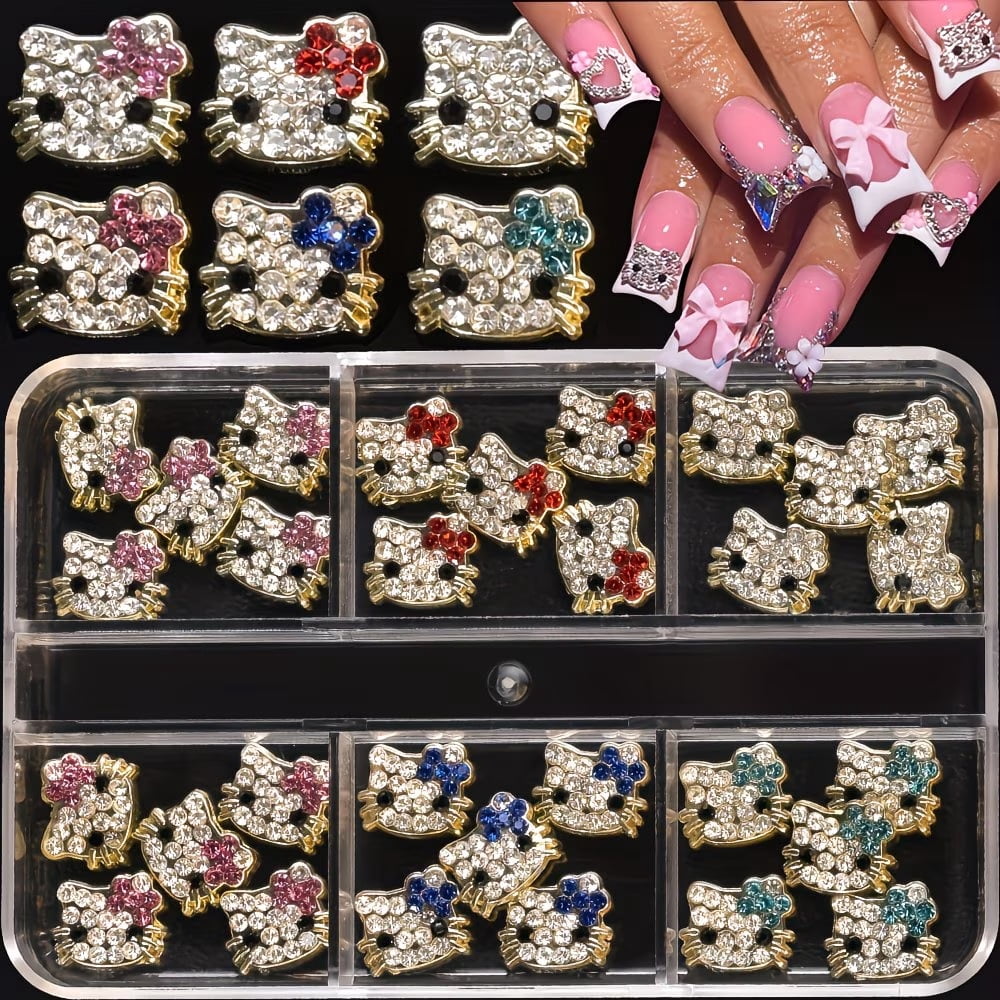 30 Rhinestone Nail Art Accessories | 6 Colors Cute Flatback Gemstones for Nail Art Decorations, 3D Nail Art Decoration Accessories, Handmade Materials