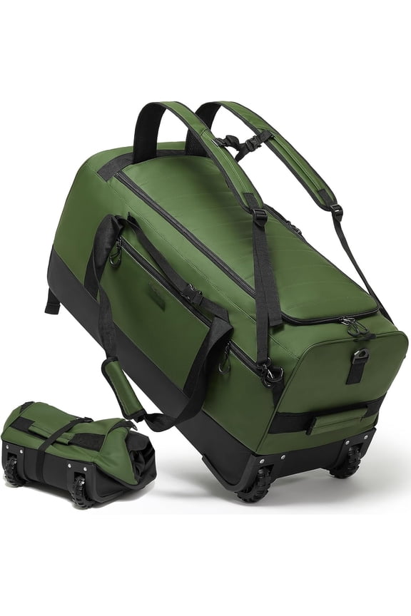 30'' Rolling Duffel Bag with Wheels - No-Sag Design for Heavy Loads, 100L Foldable Luggage w/ Backpack Straps & Support Compartment, Lightweight Travel & Gym