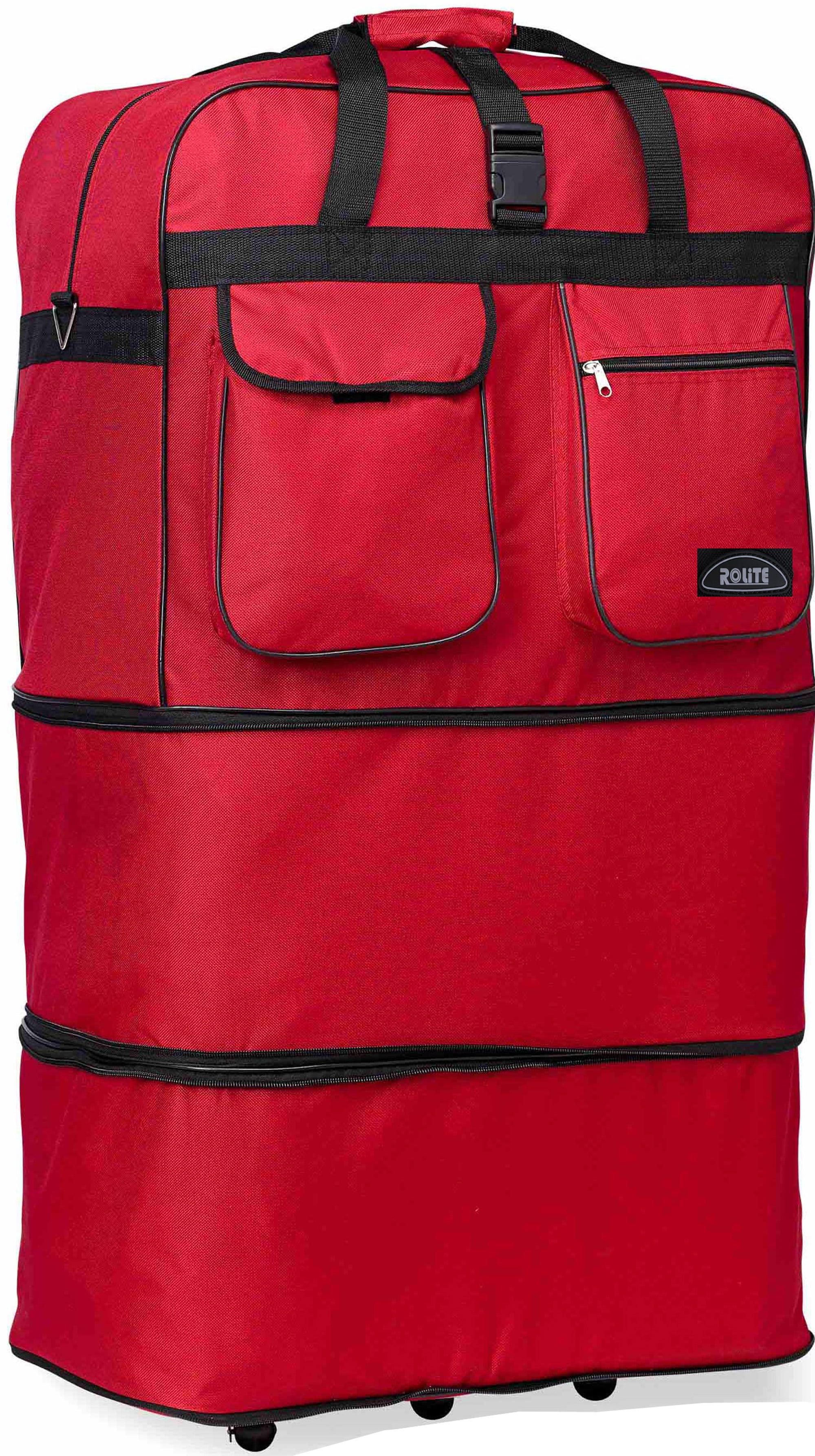 30" Rolling Wheeled Duffel Bag Spinner Luggage Bag (Red)