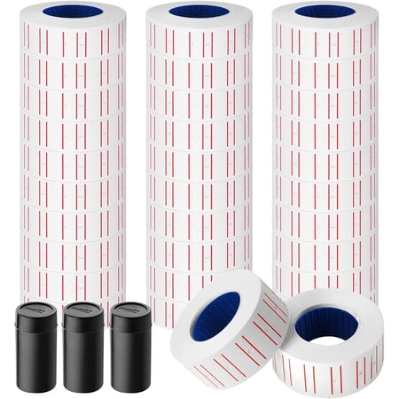 Livhil 30 Rolls 15000pcs White Price Gun Labels for Mx-5500 Labeller White Pricemarker Stickers Plus 3 Piece Refill Ink Rolls