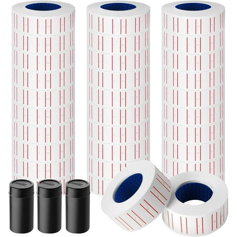 Livhil 30 Rolls 15000pcs White Price Gun Labels for Mx-5500 Labeller White Pricemarker Stickers Plus 3 Piece Refill Ink Rolls