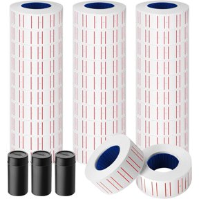 30 Rolls 15000pcs White Price Labels for Mx-5500 Labeller White Pricemarker Stickers Plus 3 Piece Refill Ink Rolls