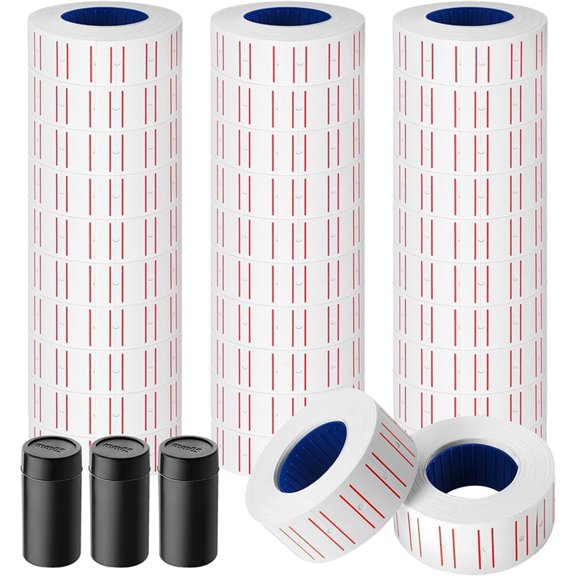 30 Rolls 15000pcs White Price Labels for Mx-5500 Labeller White Pricemarker Stickers Plus 3 Piece Refill Ink Rolls