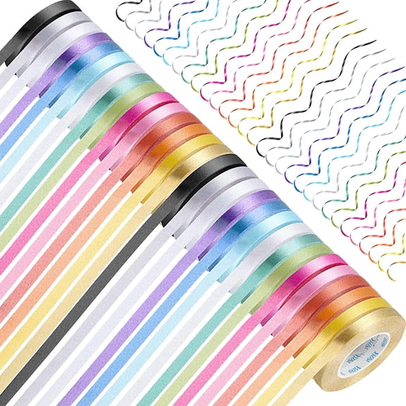 30 Rolls Curling Ribbons 1/5" Wide x 11 Yards 330 Yards Shiny Plastic Balloon Strings Metallic Gift Wrapping Ribbons for Wedding Birthday Graduation Party Decor(Cute Style,Rainbow Colors)