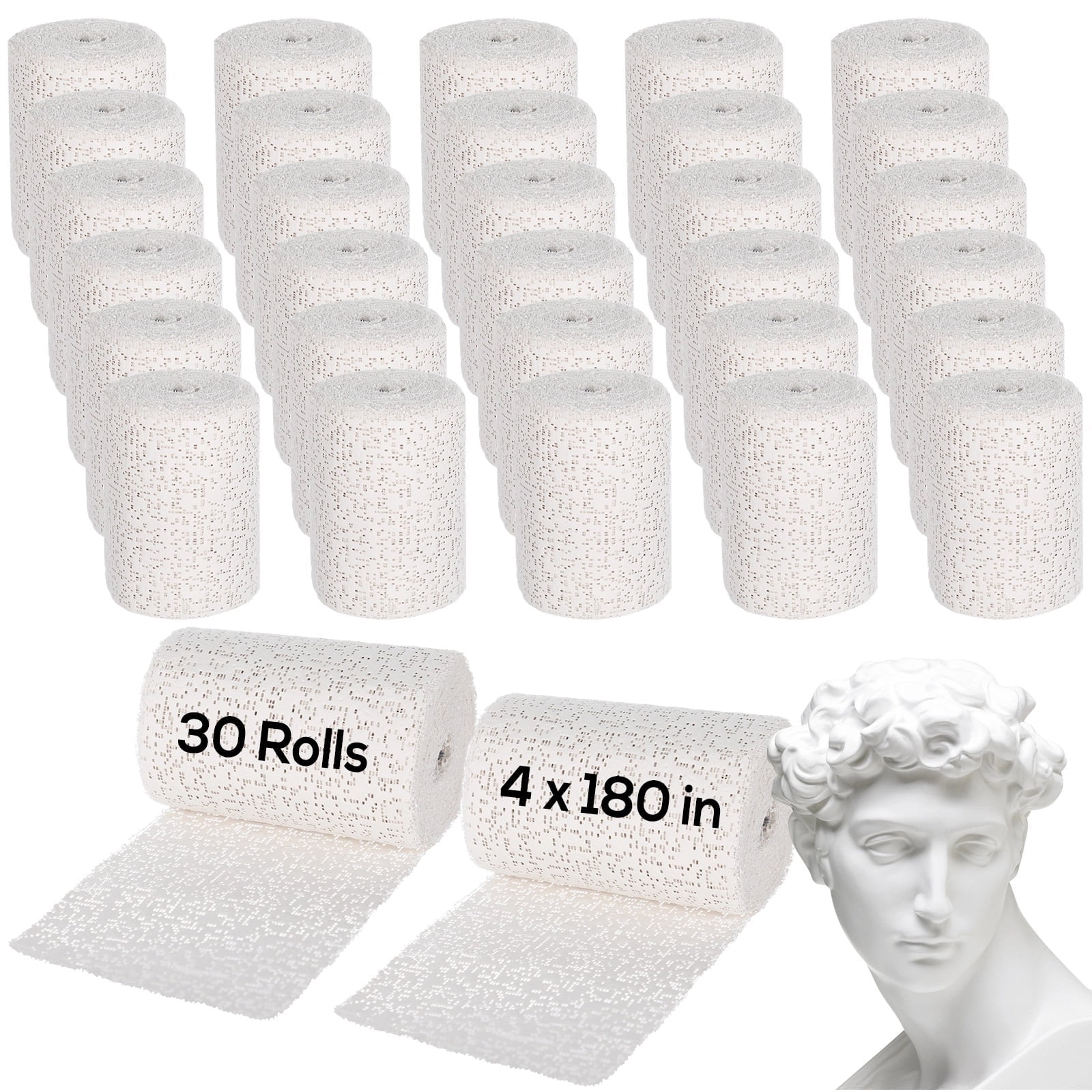 30 Rolls Plaster Bandages for Art, 4 x 180 in Gauze Plaster Rolls Bulk ...