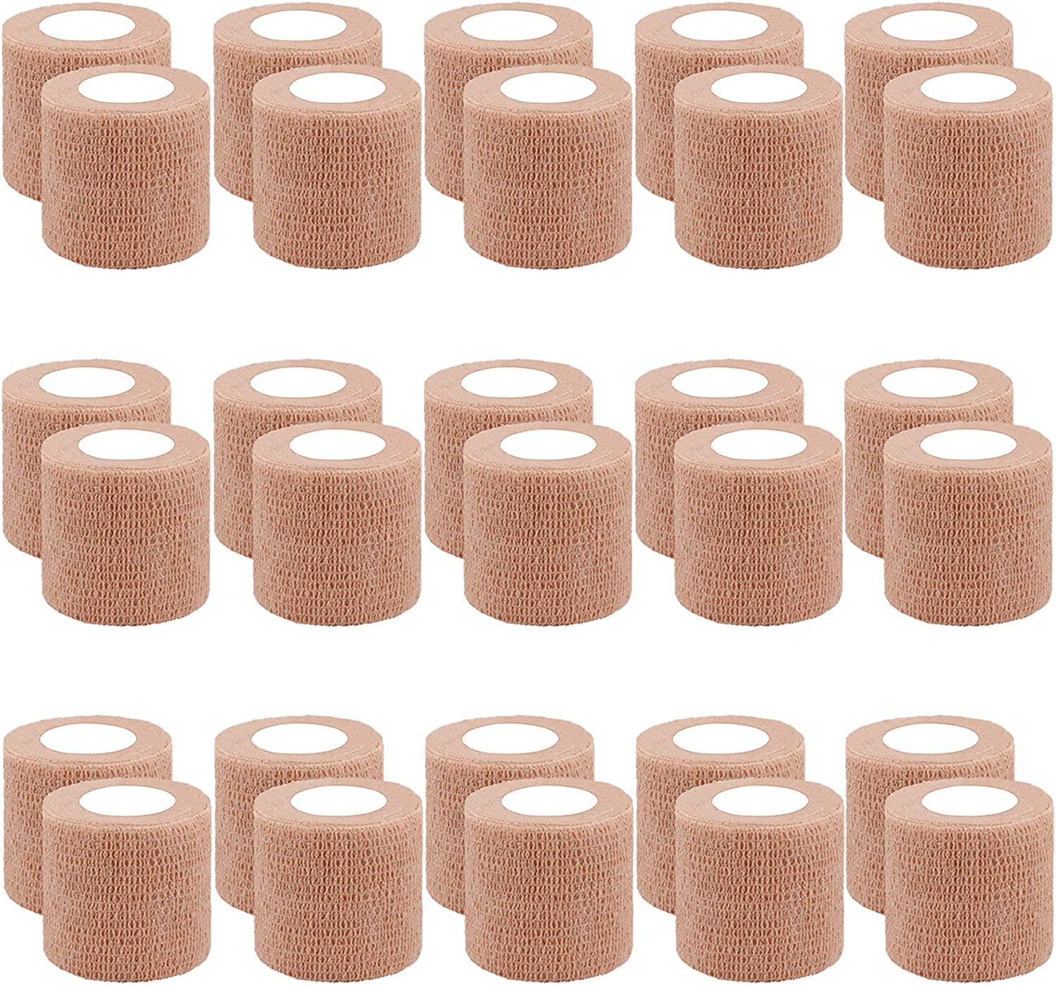 30 Rolls Self Adherent Wrap Stretch Bandages Self Adhesive Bandage Wrap 2 inch Self Stick Bandage Wrap Tape for Wrist Ankle Swelling Sprains (Beige)