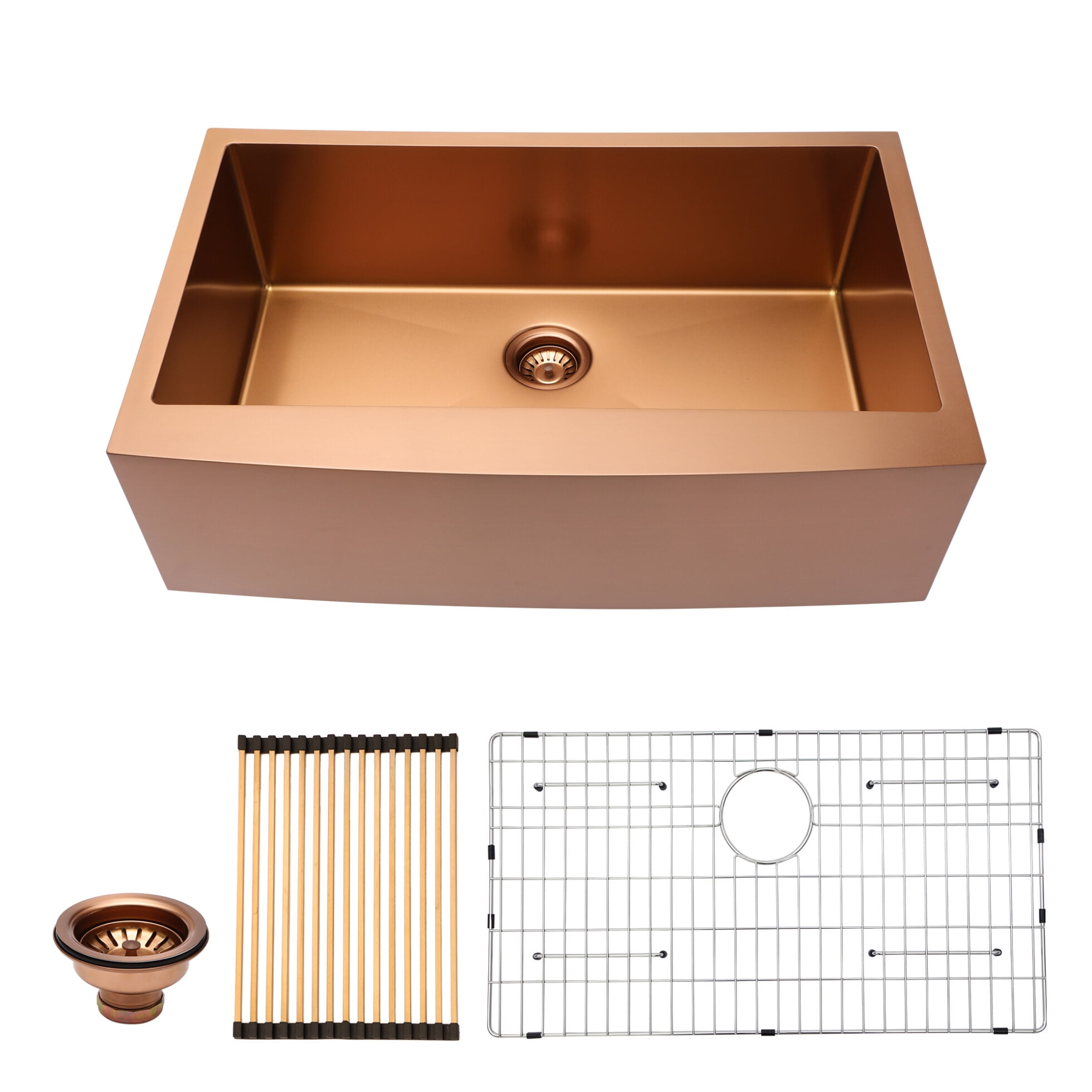 30'' Rose Gold Stainless Steel Farmhouse Kitchen Sink with Accessories