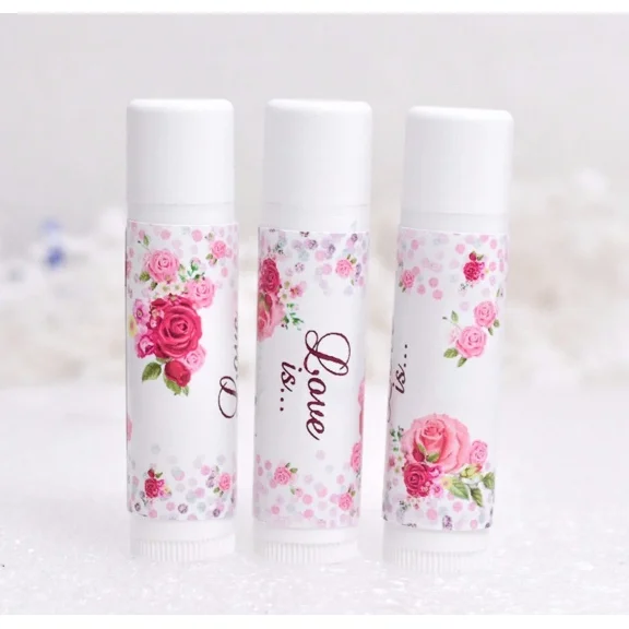 30 Rose Wedding Labels, Lip Balm Stickers, Wedding Party Favor Labels
