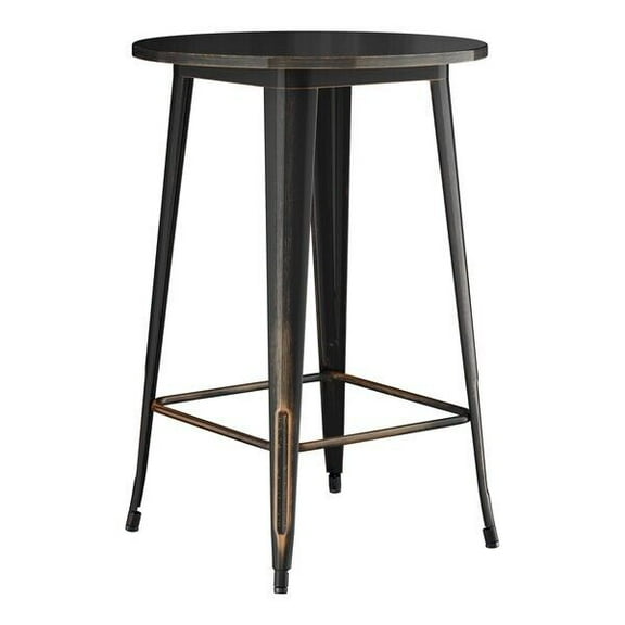30'' Round All Weather Distressed Copper Metal Restaurant Patio Bar Height Table For Indoor or Outdoor Use