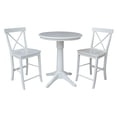 thumbnail image 1 of 30" Round Counter Height Table and 2 X-back Stools - White - 3 Piece Set, 1 of 3