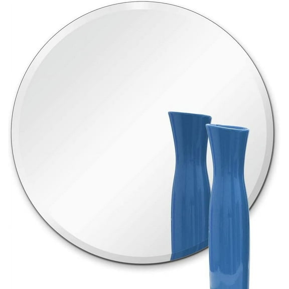 Dulles Glass 30" Round Beveled Mirror, without Hooks, No Frame, 1/4" Thick Glass, for Bedroom, Hall