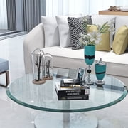 30 Round Glass Tabletop, 2/5 inch Thicken Beveled Polished Edge Tempered Glass Table Top