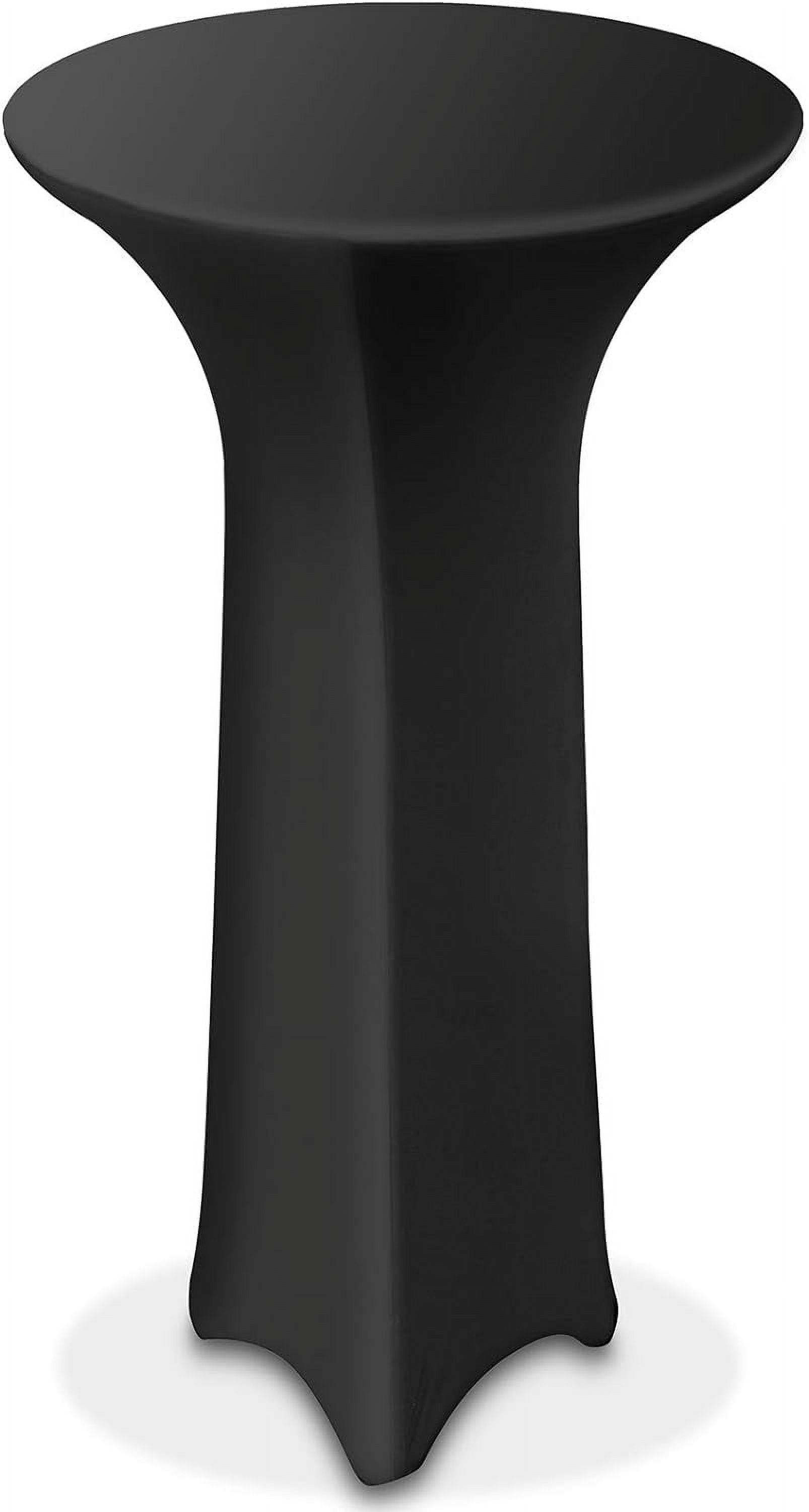 14 Pack Black Spandex Cocktail Table Covers - 24"x43" Round Highboy Stretch Cloths