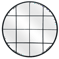 thumbnail image 1 of 30" Round Metal Windowpane Wall Mirror, 1 of 5