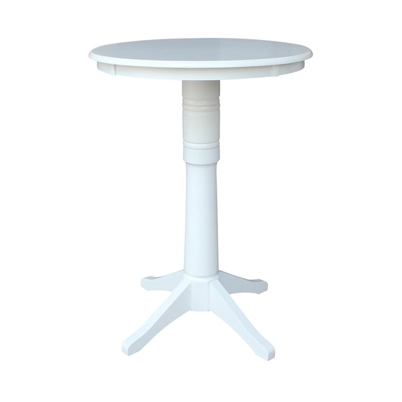 30" Round Pedestal Bar Height Table - White