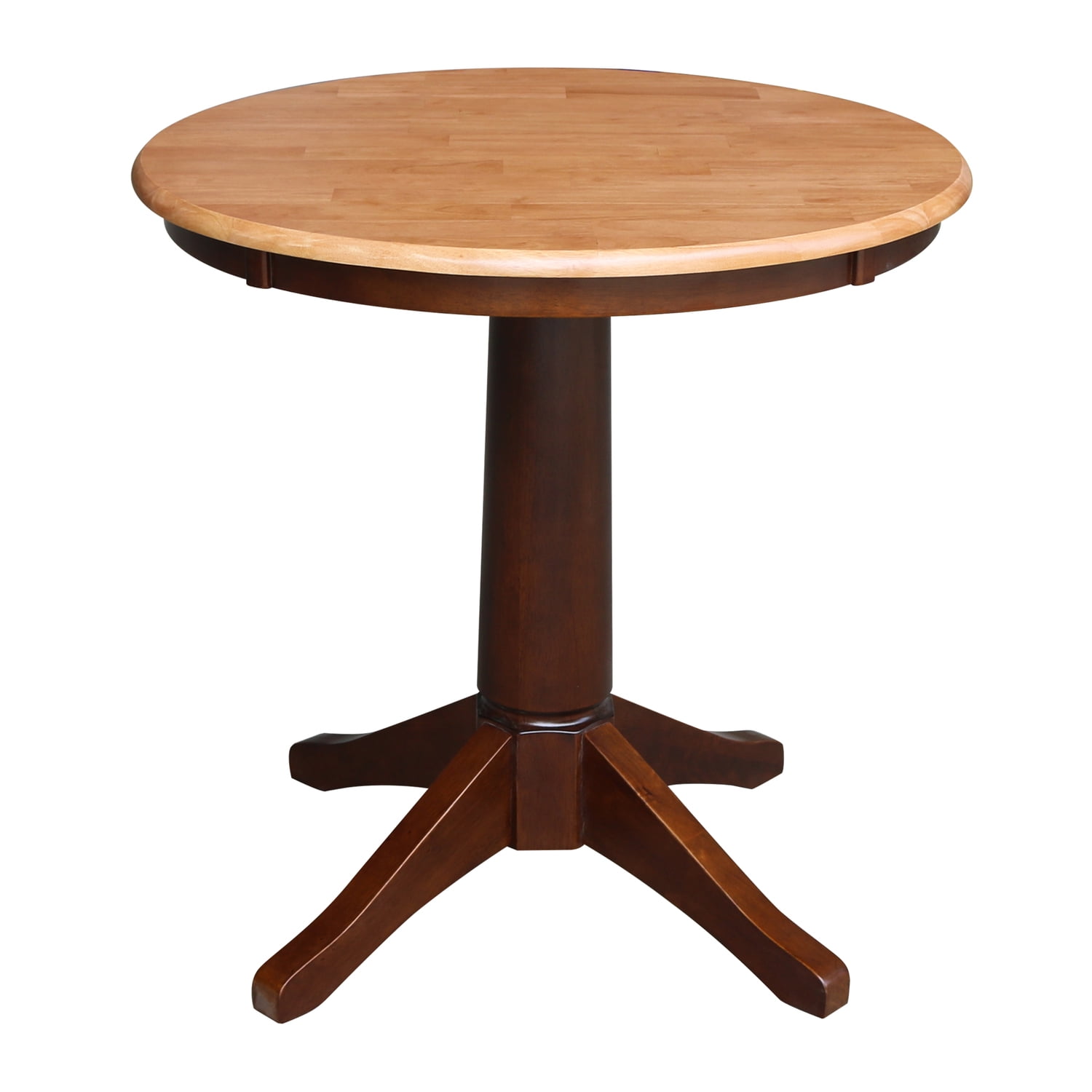 30" Round Cinnamon and Espresso Wood Pedestal Dining Table