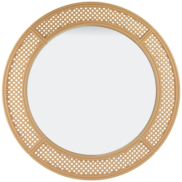 30" Round Rattan Weaved Wall Mirror