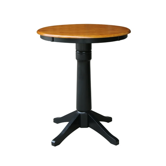 30" Round Solid Wood Counter Height Pedestal Dining Table in Black/Cherry by International Concepts
