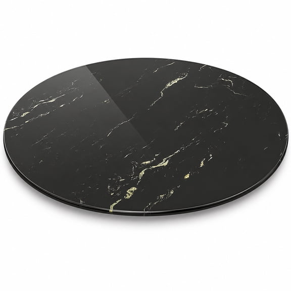 30" Round Tempered Glass Table Top, Black Marble Design Replacement Tabletop Cover, 0.31" DIY Glass Desktop for Dining Table Coffee Table Patio Table Indoor Outdoor Use