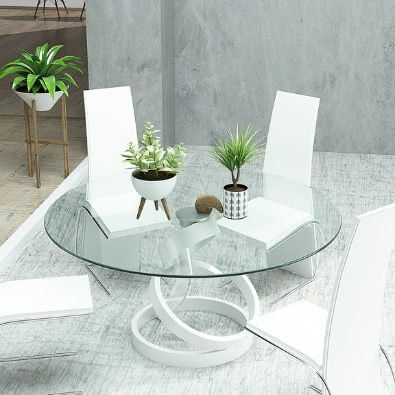 30" Round Tempered Glass Table Top Clear Glass 1/4 Inch Thick Beveled Polished Edge for Indoor Dining or Outdoor Patio