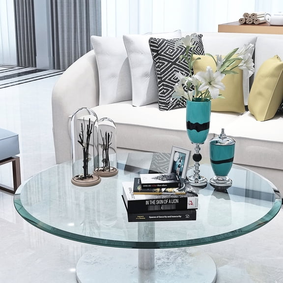 30" Round Tempered Glass Table Top | Used in Guesthouse, Family and Meeting Tables | Corrosion-Resistant and Impact-Resistant Glass | Smooth Surface