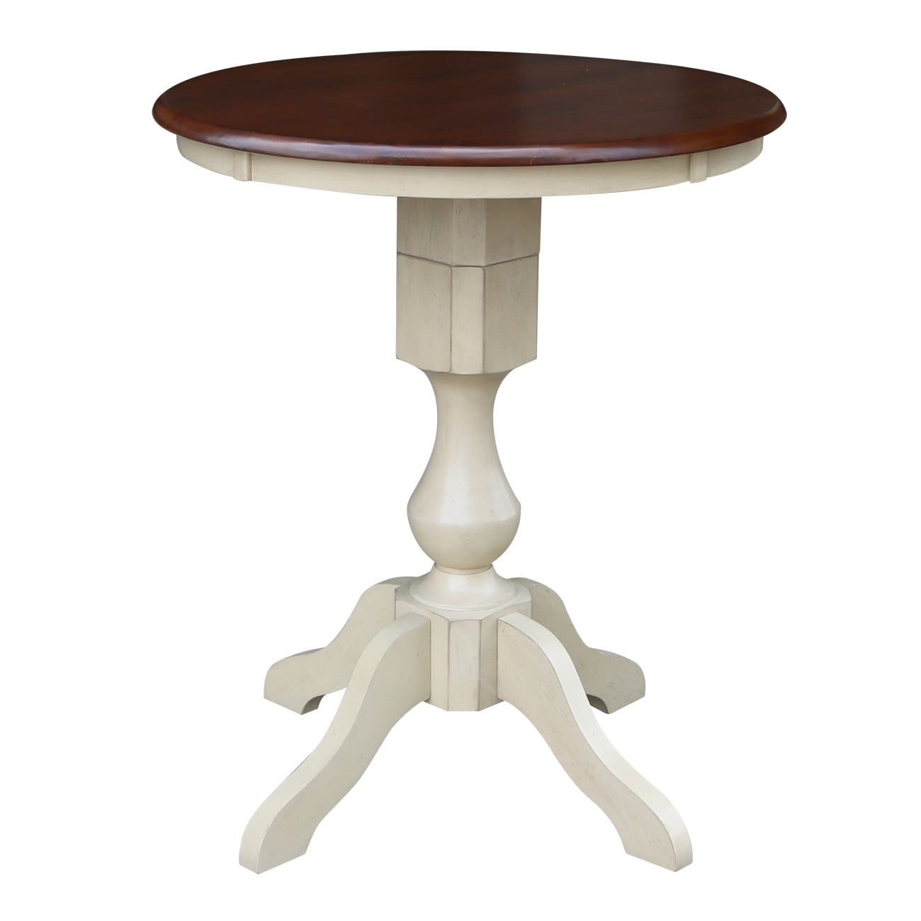 30" Round Top Pedestal Counter Height Table Almond/Espresso