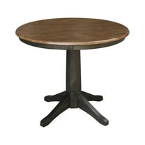 30" Round Top Solid Wood Pedestal Table in Hickory/Washed Coal - Dining Height