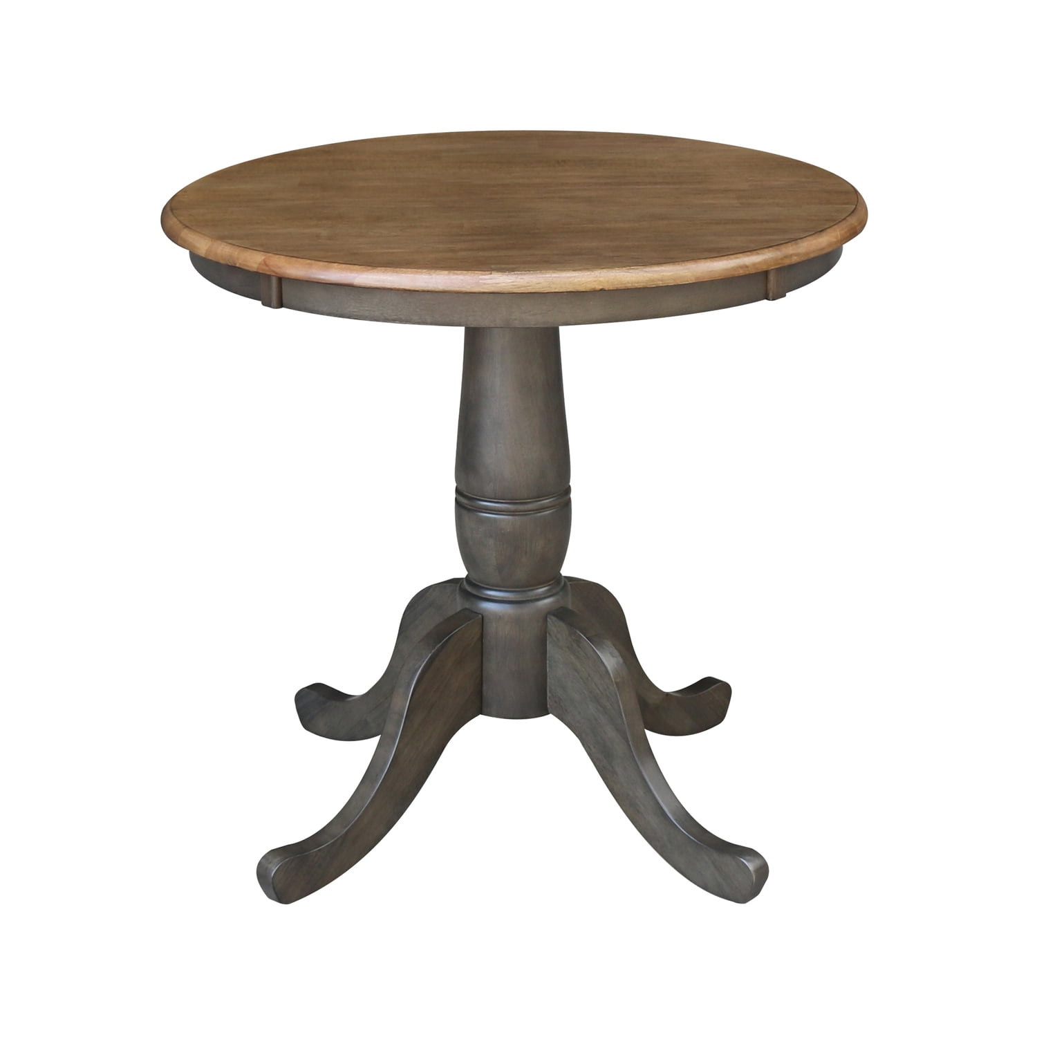 Hickory and Washed Coal Round Wood Pedestal Dining Table