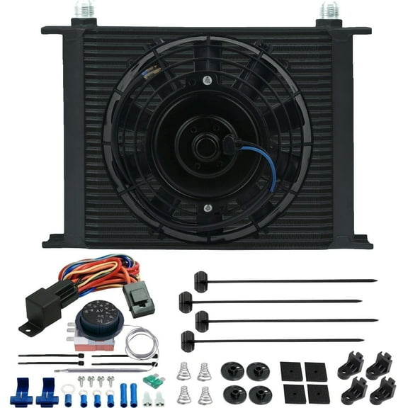 30 Row Transmission Oil Cooler Electric Fan Adjustable Thermostat Wiring Kit