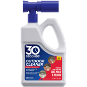 30 SECONDS Outdoor Cleaner - Algae, Mold & Mildew Stain Remover for Concrete, Wood, Patio, Siding Deck - Hose End Spray Bottle 64 fl oz