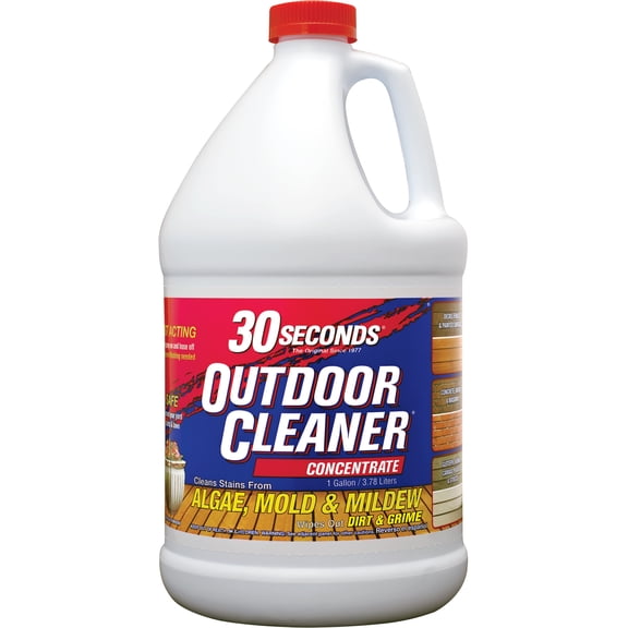 30 SECONDS Outdoor Cleaner - Cleans Algae, Mold, and Mildew Stains, 1 Gallon Concentrate for Concrete and Outdoor Surfaces