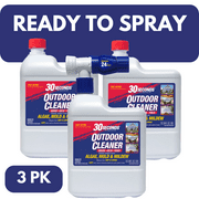 30 Seconds Outdoor Cleaner | Cleans Moss Stains from House, Vinyl Siding, Deck, Patio, Fence - 3 Capped Bottles, 1 Hose End Spray Attachment 64 Fl Oz Pack of 3
