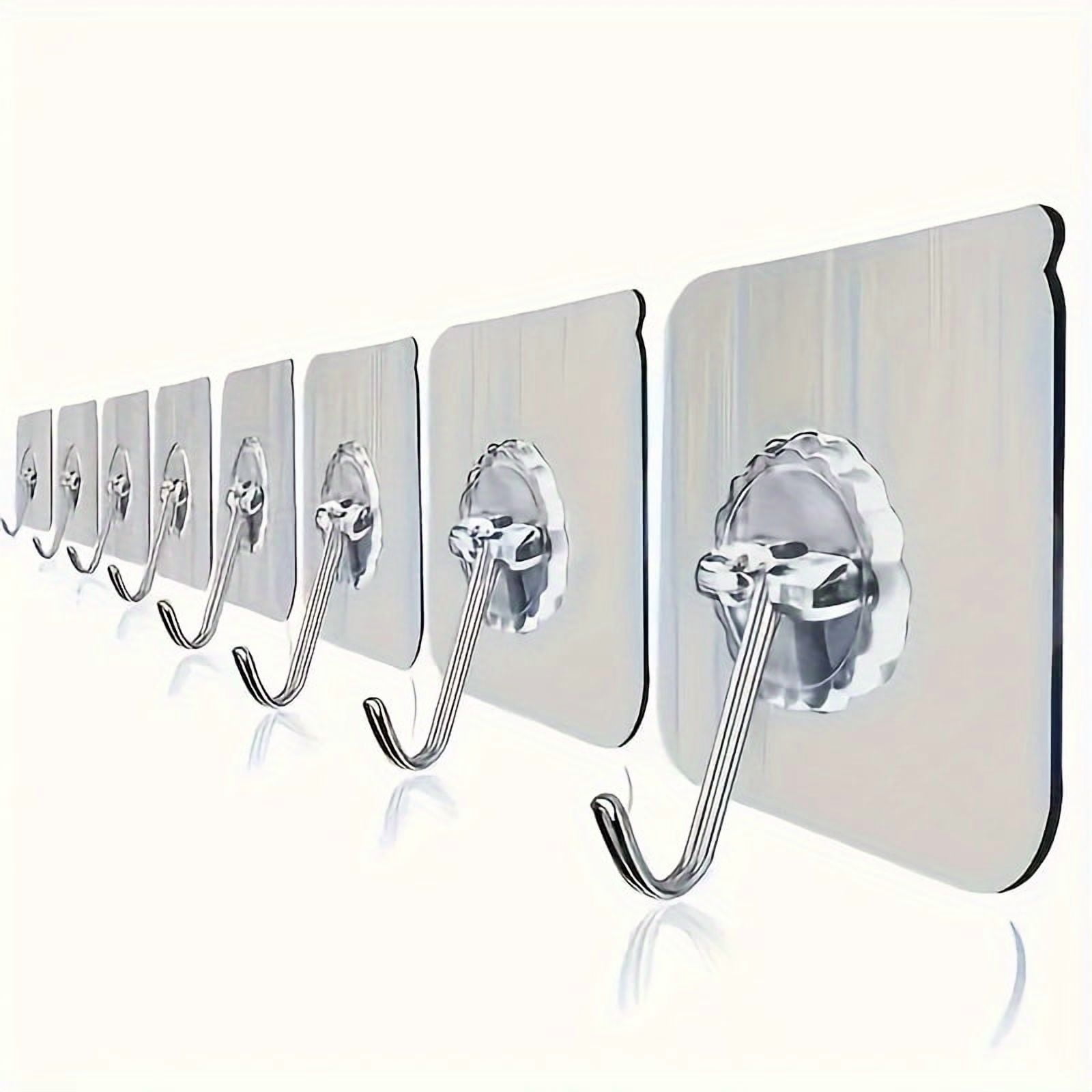 30 Seamless Non-Perforated Wall Hooks - Self-Adhesive Plastic Racks ...