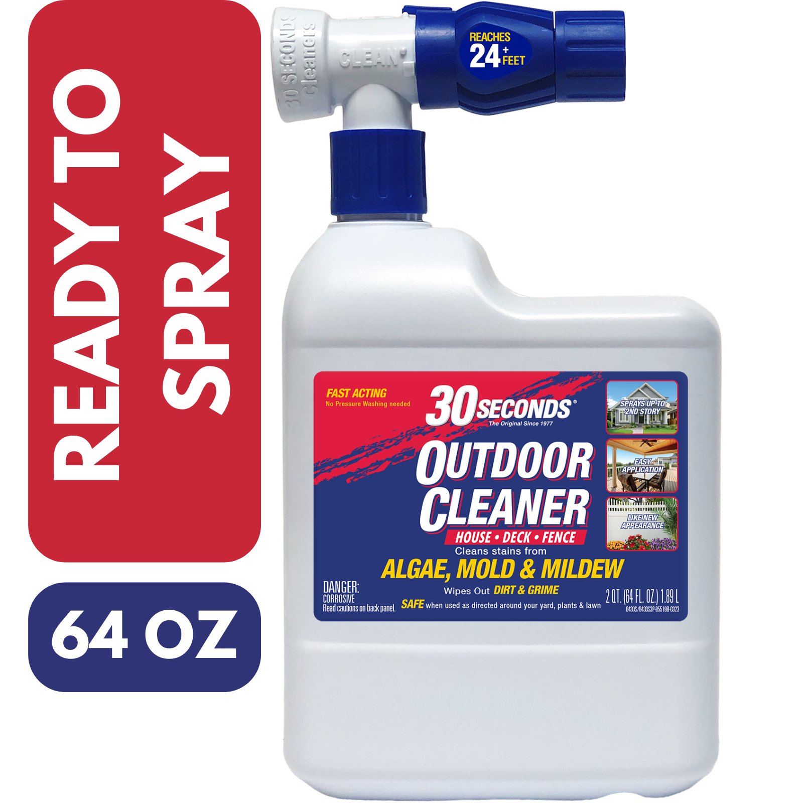 30 Seconds Spray and Walk Away, Outdoor Cleaner For Lichen, Moss, Mold