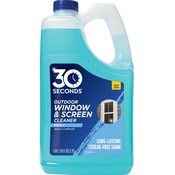 30 Seconds Window & Screen Cleaner Outdoor Long-lasting streak-free shine Refill, 1 Gallon, 1 Count