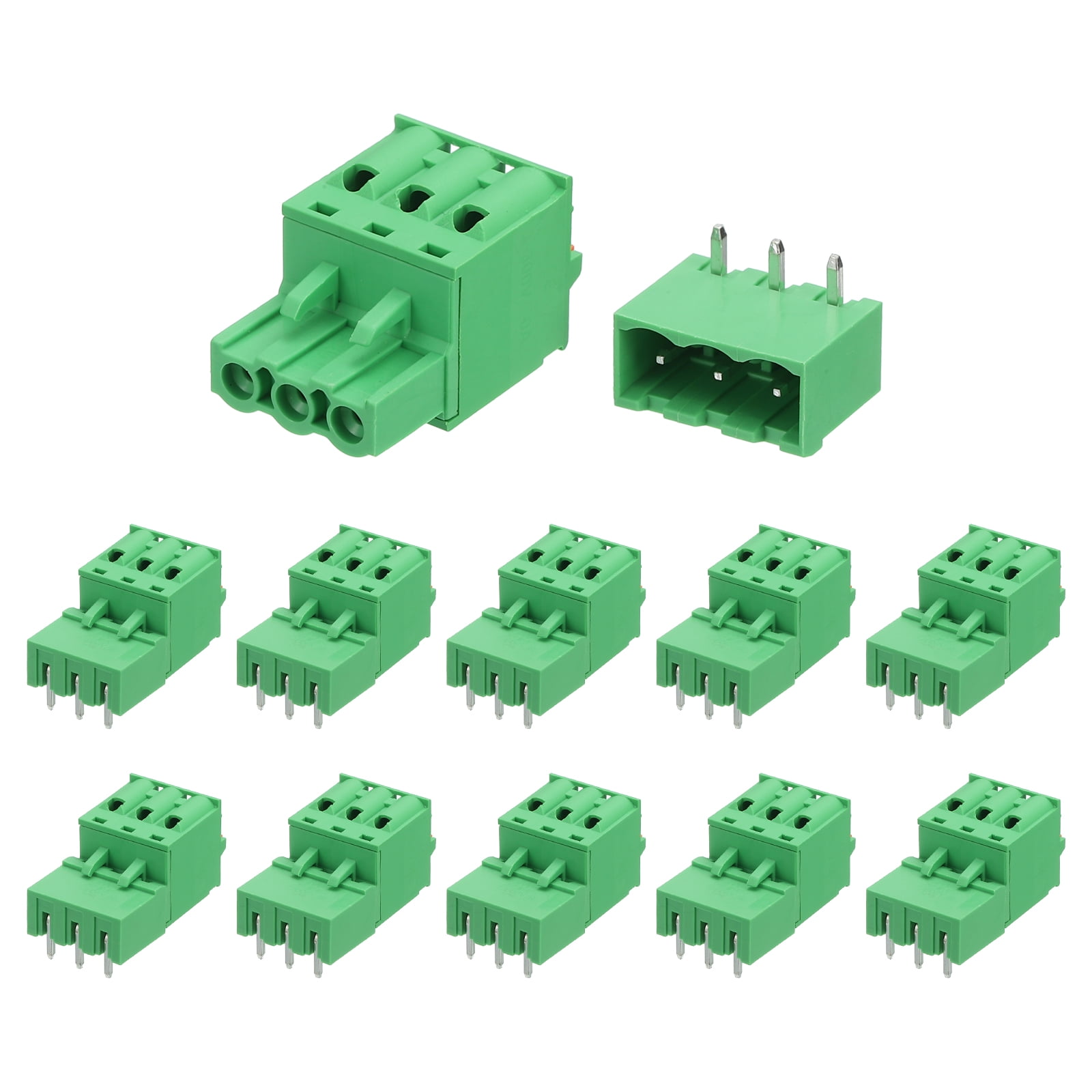 Uxcell 20 Set 3-Pin 5.08mm/0.2" Pitch PCB Mount Screw Terminal Green