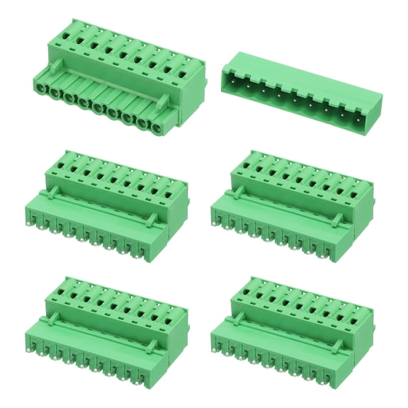 Uxcell 5 Set 9-Pin 5.08mm/0.2" Pitch PCB Mount Screw Terminal Straight Green