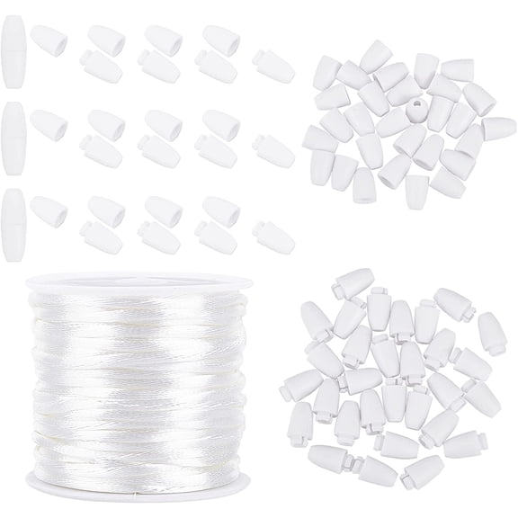 30 Set 24mm Plastic Break Away Safety Clasp Buckle with 10m Nylon String Cords for Bracelets Necklaces DIY Jewelry Craft Making White diy