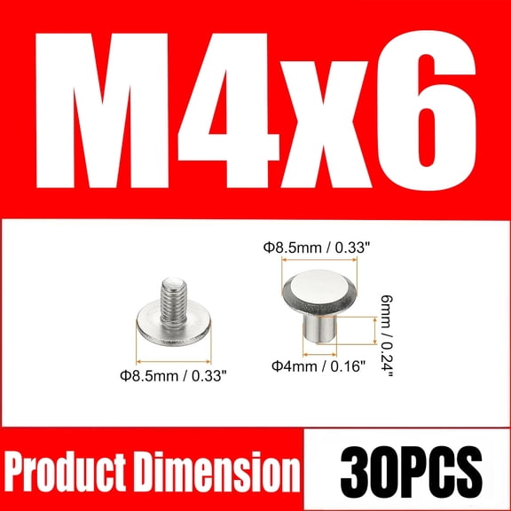 30 Set 304 Stainless Steel Phillips Head Chicago Screws M4 X 4 -14Mm Binding Screws Posts Leather Nail Rivets Chicago Buttons for Craft Leather Belt Bookbinding