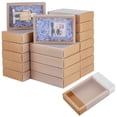 thumbnail image 1 of 30 Set Brown Kraft Drawer Gift Box Paper Storage Organizers with Translucent Plastic Sliding Lid, 1 of 6